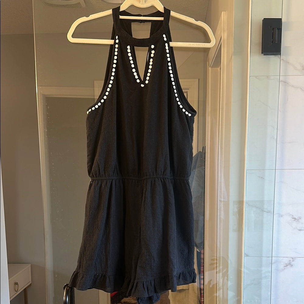 Elegant Black Halter Romper